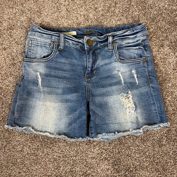 KUT From the Cloth Women's Size 4 Gidget Mid Rise Fray Shorts Raw Hem 5" Inseam0 - Picture 1 of 11
